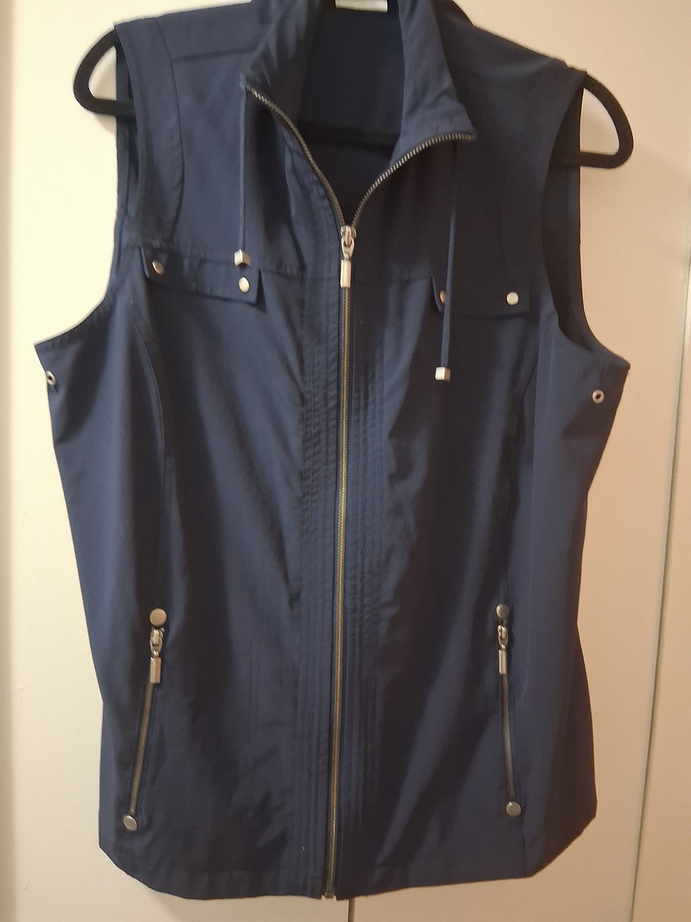Navy Sleeveless Zip-Front Utility Vest